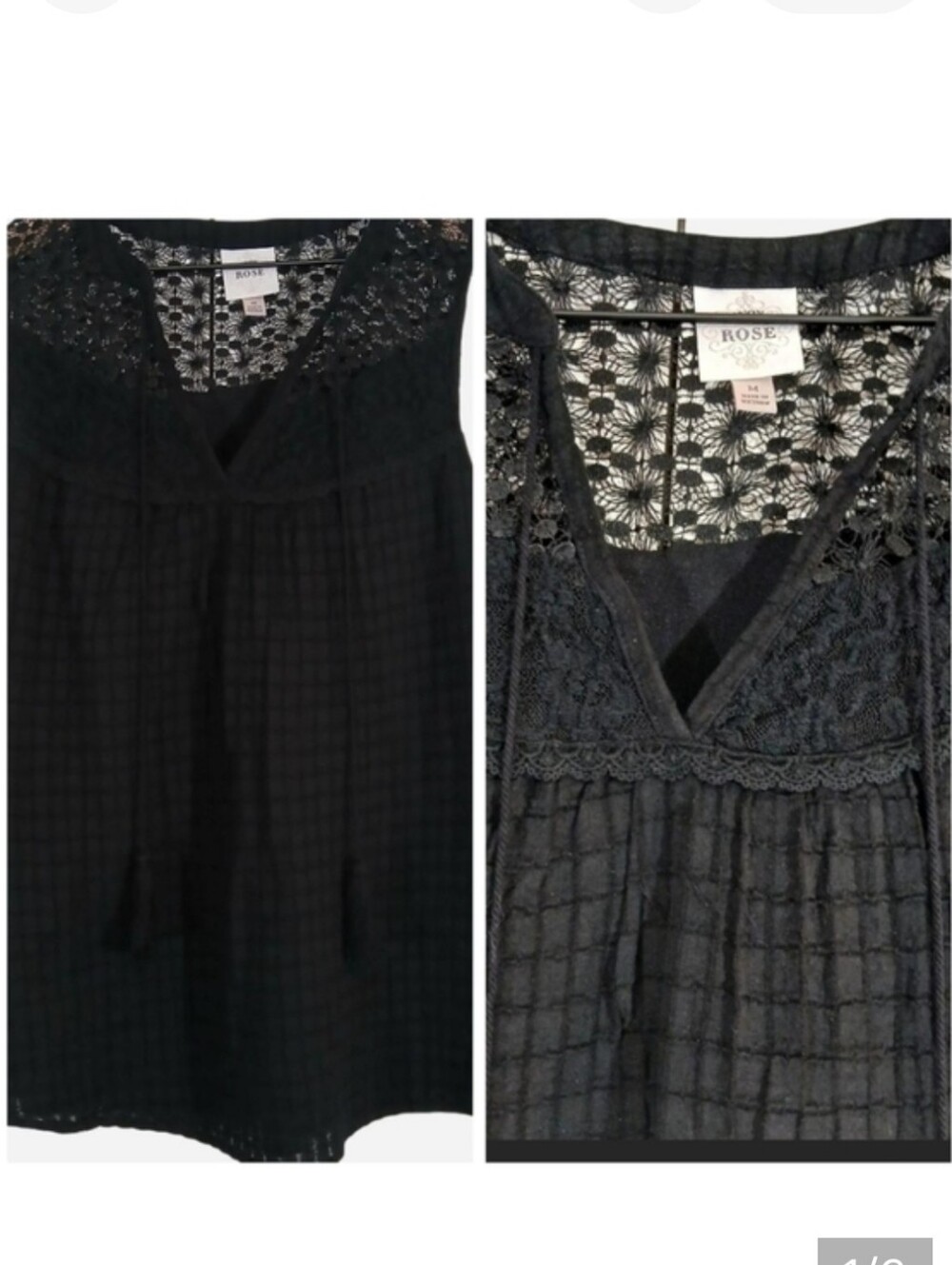 Knox Rose Boho Crochet Peasant Top Black With Tassels Medium